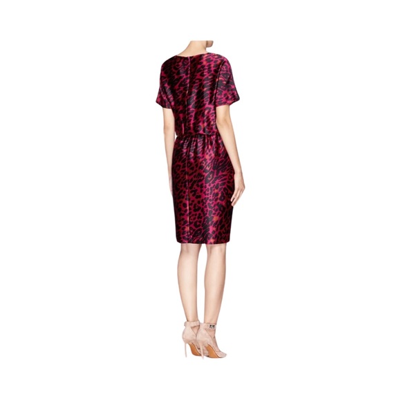 ST. JOHN Silk Raspberry Leopard Print Dress - Picture 3 of 5